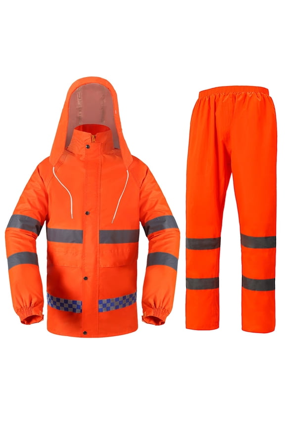 High Visibility Rain Suit, Hi-Vis Reflective Safety Rain Jacket with Pants Set, Lightweight & Waterproof