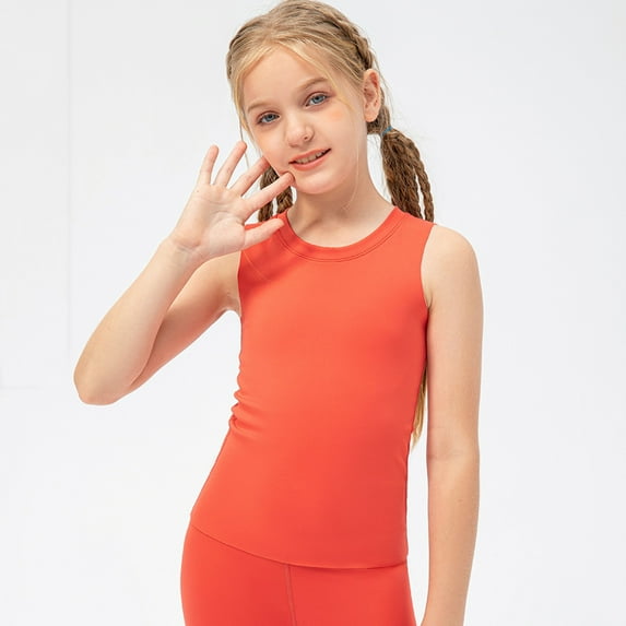 Pitauce Kids Girls Quick Dry Workout Tank Tops Seamless Bodycon Undershirts Compression Sleeveless Shirt Athletic Base Layer Vest