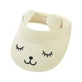 thumbnail image 1 of Pitauce Kids Straw Visor Hat with Bunny Ears Summer UV Protection Foldable Sun Hats Wide Brim Beach Hat for Boy Girl, 1 of 3