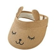 thumbnail image 1 of Pitauce Kids Straw Visor Hat with Bunny Ears Summer UV Protection Foldable Sun Hats Wide Brim Beach Hat for Boy Girl, 1 of 3