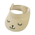 thumbnail image 1 of Pitauce Kids Straw Visor Hat with Bunny Ears Summer UV Protection Foldable Sun Hats Wide Brim Beach Hat for Boy Girl, 1 of 3