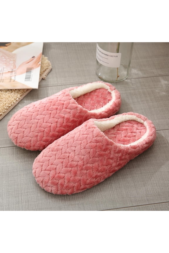 Lightweight Unisex Indoor Cotton Slippers, Pink