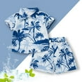 thumbnail image 1 of Pitauce Little Boys Summer Hawaiian Beach Outfits Short Sleeve Button Down Shirts with Shorts 2 Piece Casual Clothes Set for Kids 1-8 Years, 1 of 3