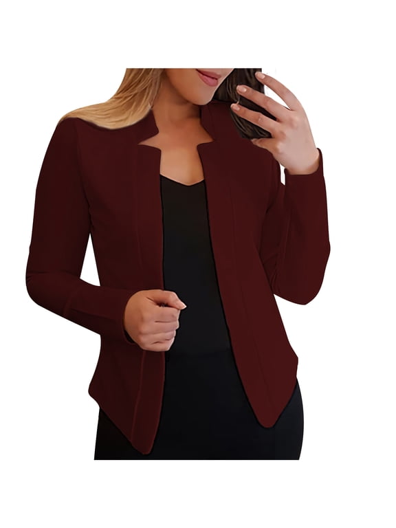 Long Sleeve Blazer Jackets for Women Open Front Dressy Casual Business Blazer Slim Fit Work Office Jacket (Available in Plus Size, S-5XL)