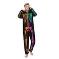 thumbnail image 1 of Pitauce Matching Family Pajamas Sets Skeleton Printed One-Piece Jumpsuit Halloween Hooded Zipper Onesie Loungewear with Pockets, 1 of 4
