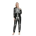 thumbnail image 1 of Pitauce Matching Family Pajamas Sets Skeleton Printed One-Piece Jumpsuit Halloween Hooded Zipper Onesie Loungewear with Pockets, 1 of 4