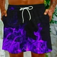 thumbnail image 1 of Pitauce Men's Summer Plus Size Board Shorts Flame Print Breathable Quick-Drying Beachwear Elastic Waist Drawstring Beach Bathing Suit with Pocket, 1 of 7