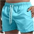 thumbnail image 1 of Deal of the Day Sales! Pitauce Men's Swim Shorts Solid Color Breathable Quick-Drying Sports Shorts Elastic Waist Drawstring Seaside Vacation Beach Shorts with Pocket, 1 of 4