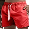 thumbnail image 1 of Pitauce Men's Swim Shorts Solid Color Breathable Quick-Drying Sports Shorts Elastic Waist Drawstring Seaside Vacation Beach Shorts with Pocket, 1 of 4