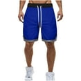 thumbnail image 1 of Pitauce Mens Athletic Gym Workout Shorts Color Block Running Sweat Shorts Casual Elastic Waist Drawstring Shorts with Zip Pockets, 1 of 3