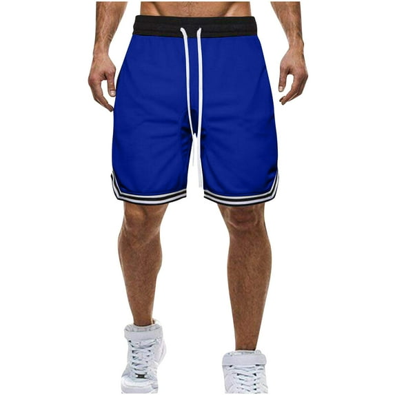 Pitauce Mens Athletic Gym Workout Shorts Color Block Running Sweat Shorts Casual Elastic Waist Drawstring Shorts with Zip Pockets