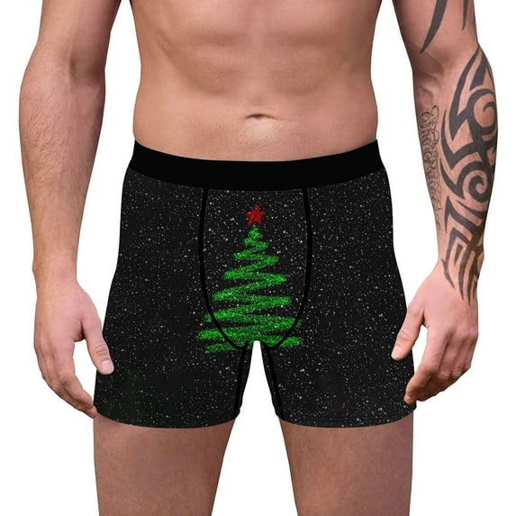 Pitauce Mens Christmas Boxer Underwear Funny Holiday Boxers Ugly Xmas Boxer Briefs No Fly, S-2XL