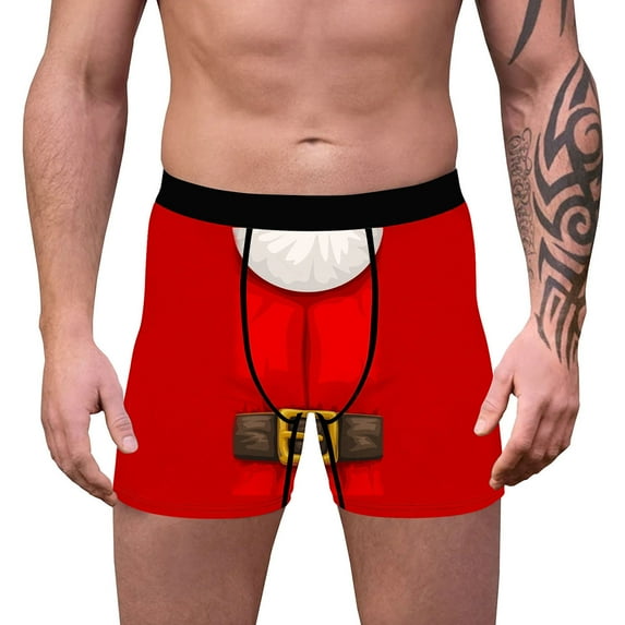 Pitauce Mens Christmas Boxer Underwear Funny Holiday Boxers Ugly Xmas Boxer Briefs No Fly, S-2XL