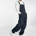 thumbnail image 1 of Pitauce Mens Denim Bib Overalls Wide Leg Loose Jean Coveralls Workwear with Tool Pockets Big & Tall Baggy Jumpsuit, 1 of 5