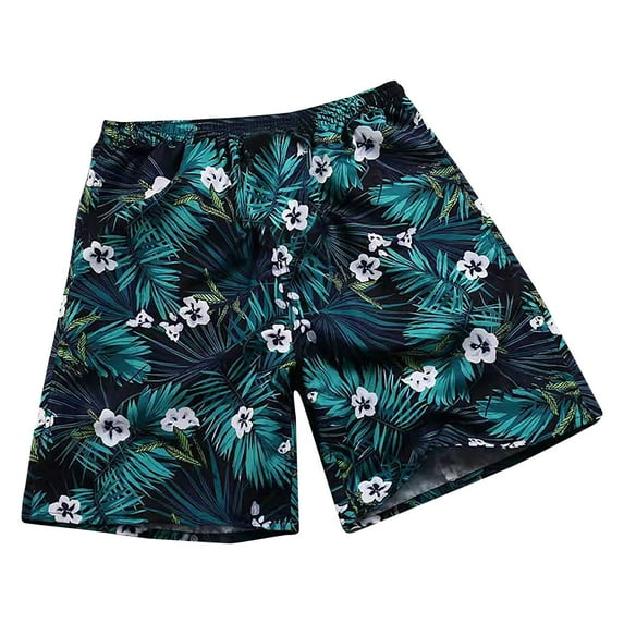 Deals of the Week Clearance Pitauce Mens Hawaiian Tropical Swim Trunks Elastic Waist Quick Dry Swim Shorts Summer Beach Casual Shorts with Pockets
