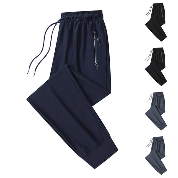 Pitauce Mens Lightweight Quick Dry Sweatpants Athletic Running Joggers Elastic Waist Drawsting Lounge Pants with Zipper Pockets
