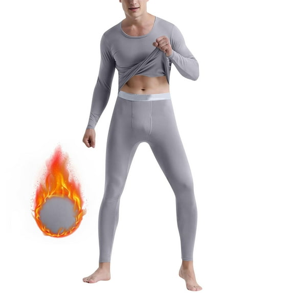 Pitauce Mens Long Johns Thermal Set, Soft Fleece Lined Thermal Underwear, Winter Warm Base Layer Top & Bottom for Cold Weather M-4XL