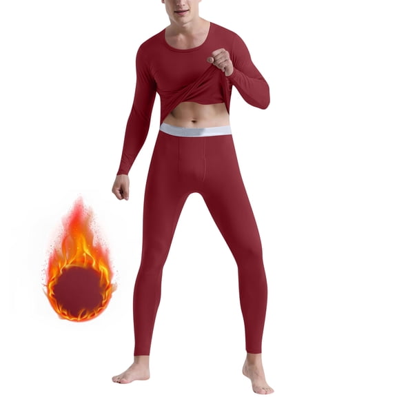 Pitauce Mens Long Johns Thermal Set, Soft Fleece Lined Thermal Underwear, Winter Warm Base Layer Top & Bottom for Cold Weather M-4XL
