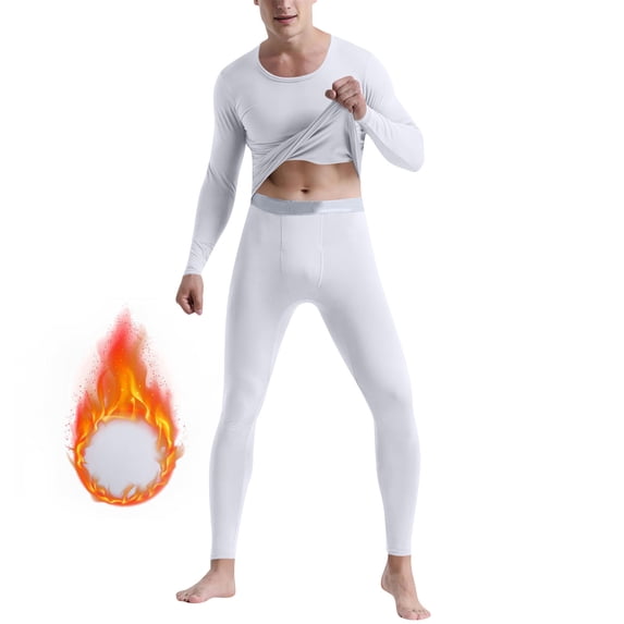 Pitauce Mens Long Johns Thermal Set, Soft Fleece Lined Thermal Underwear, Winter Warm Base Layer Top & Bottom for Cold Weather M-4XL