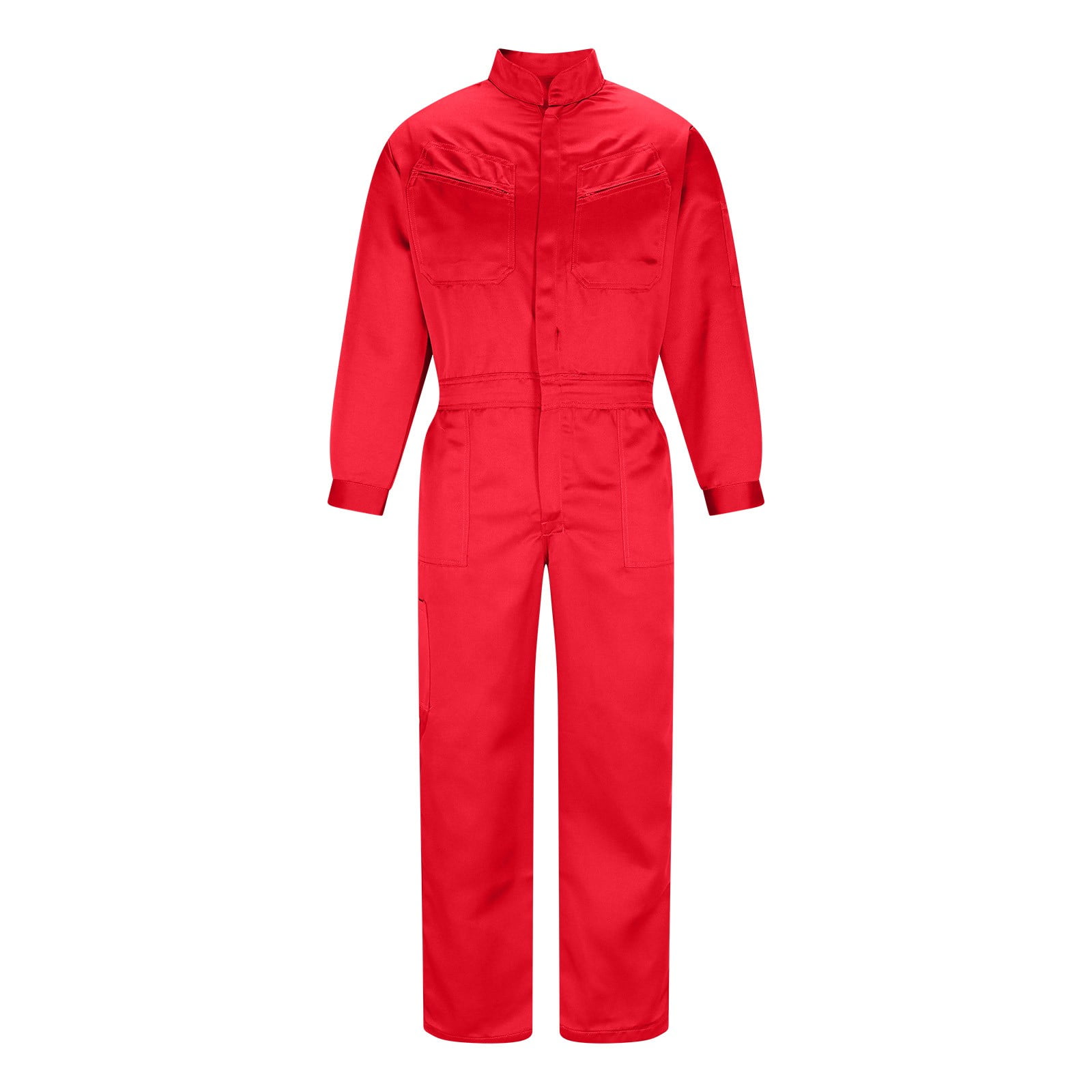Pitauce Mens Long Sleeve Zip Up Twill Coverall, High Neck Action