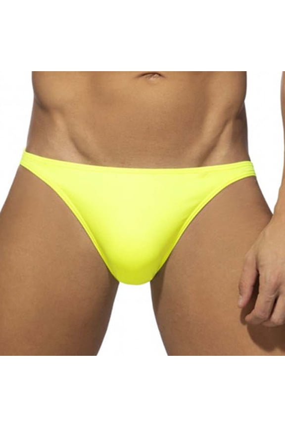 Mens Low Waist Swim Briefs Quick Dry Bikini Swimsuit Solid Color Elastic Waist Bathing Suit, M-2XL