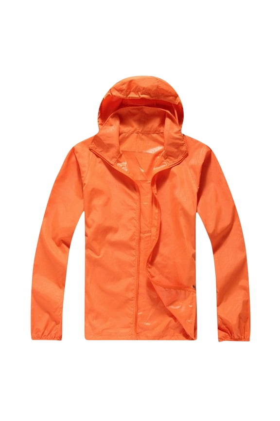 Mens Outdoor Sports Rain Jacket Full Zipper Lightweight Hooded Raincoat Sun Protection Waterproof Hoodies