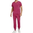 thumbnail image 1 of Pitauce Mens Quick Dry Scrub Set Stretch V-Neck Scrub Top & Jogger Pant Healthcare Working Nursing Uniforms with Pockets, 1 of 7