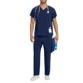 thumbnail image 1 of Pitauce Mens Scrubs Set, V-Neck Top and Straight Drawstring Pants, Medical Nursing Uniform Set, Doctor Costume, Scrubs for Men, 1 of 9