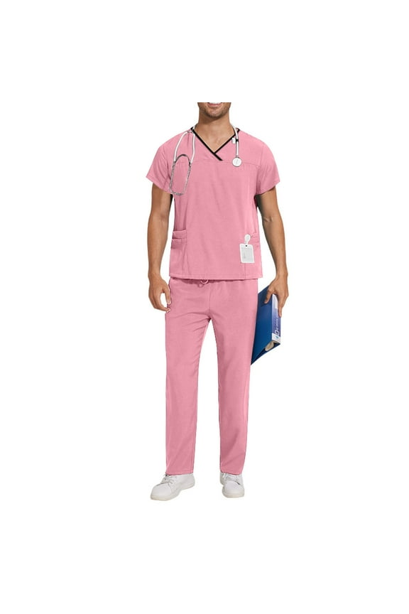Mens Scrubs Set, V-Neck Top and Straight Drawstring Pants, Medical Nursing Uniform Set, Doctor Costume, Scrubs for Men