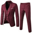 thumbnail image 1 of Pitauce Mens Slim Fit Work Uniform Set - 3 Piece Dress Suit - One Button Blazer Jacket & Waistcoat & Pant for Business Office Formal Wedding, 1 of 6