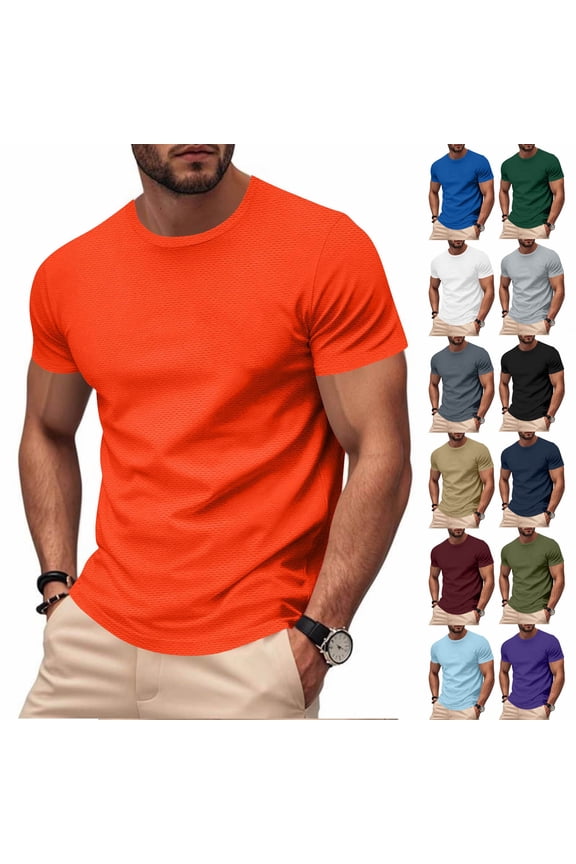 Mens Solid Short Sleeve Basic T-Shirts Crew Neck Loose Pullover Tops Summer Casual Tee Shirts for Gym Workout Athletic