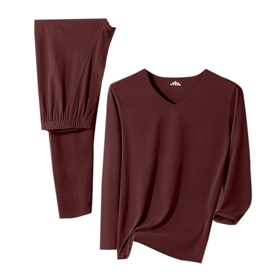 Pitauce Mens Thermal Underwear V-Neck Seamless Long Johns Winter Warm Base Layers Thermal Top Bottom for Cold Weather