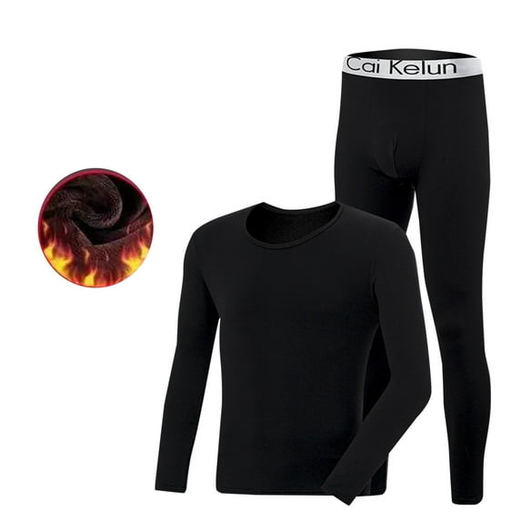 Pitauce Mens Thermal Underwear with Fleece Lined Soft Warm Long Johns 2 Piece Base Layer Top & Bottom for Cold Weather