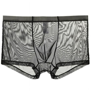 Pitauce Mens Ultra-Thin Underwear Sheer Mesh Boxer Briefs Transparent Seamless Boxers Soft Breathable Underpants