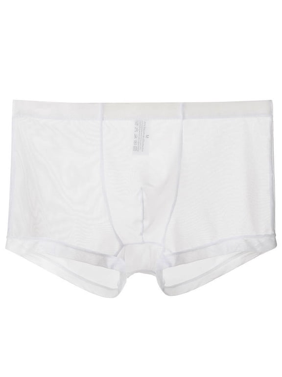 Mens Ultra-Thin Underwear Sheer Mesh Boxer Briefs Transparent Seamless Boxers Soft Breathable Underpants