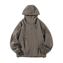 Pitauce Mens Waterproof Hooded Rain Jacket Full Zipper Windbreak Rain Coat Loose Casual Outdoor Hiking Jacket with Pockets (Available in Big & Tall)