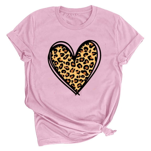 Axiiglly Valentine's T Shirt for Women Love Heart Tee Shirts Cute Print Short Sleeves Graphic Tee Tops