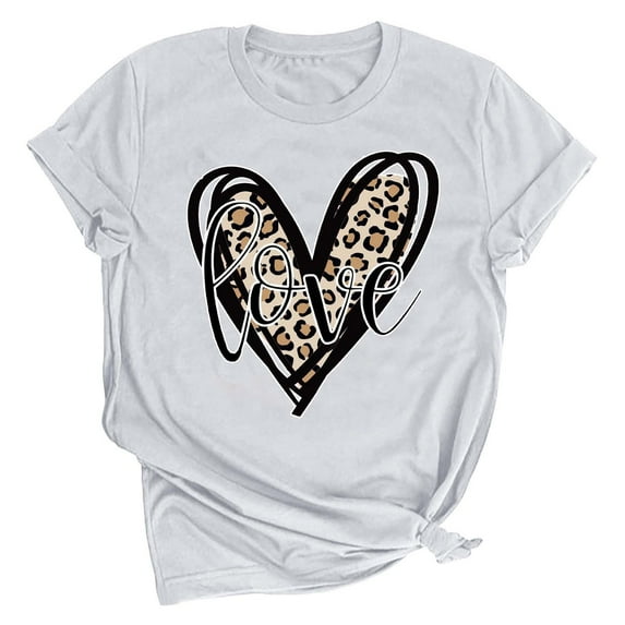 Pitauce Mothers Day Gifts T Shirt for Women Love Heart Tee Shirts Cute Print Short Sleeves Graphic Tee Tops Gifts for Mom on Clearance