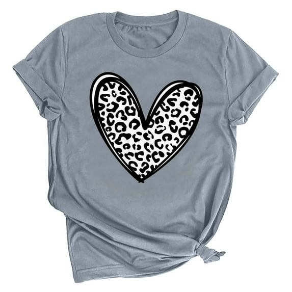 Axiiglly Valentine's T Shirt for Women Love Heart Tee Shirts Cute Print Short Sleeves Graphic Tee Tops