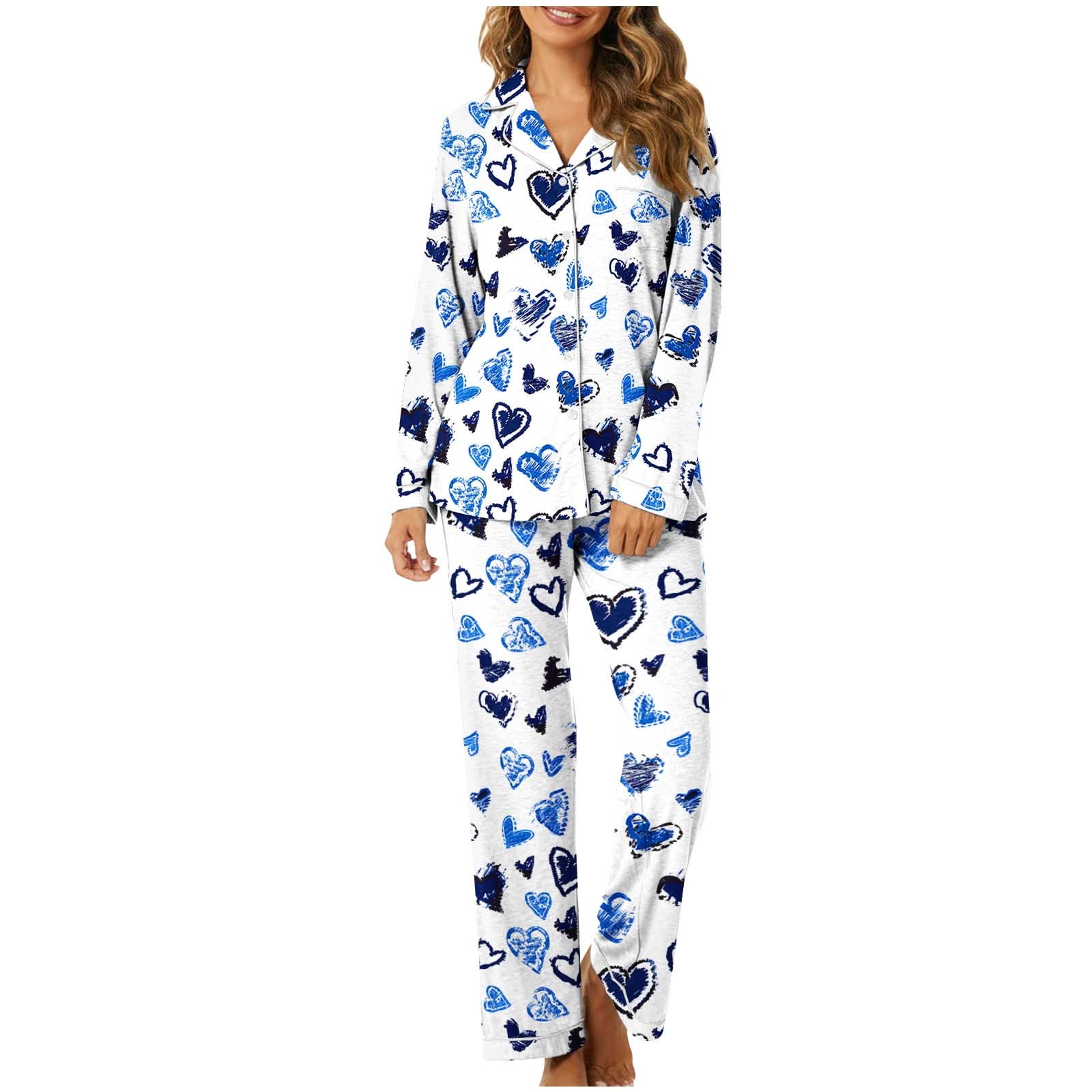 OYOANGLE Women's 2-Piece Satin Pajama Set - Heart Print Button-Down Top & Shorts (S-4XL)