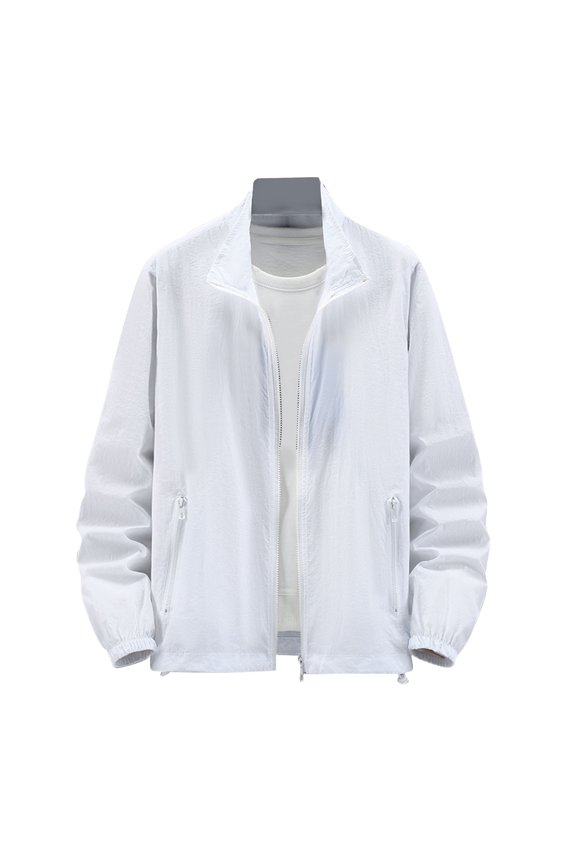 Rash Guard for Men Zip Up Sun Protection Jacket SPF UV Coat Lightweight Outdoor Fishing Hiking Sunscreen Jacket with Zipped Pockets