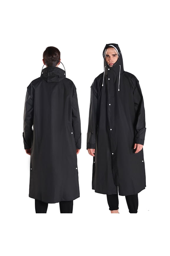 Reusable Long Raincoat Windproof Waterproof Hooded Rain Jacket for Adult