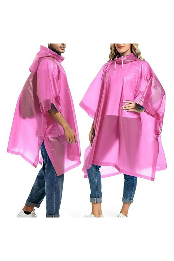 Reusable Rain Ponchos for Adults, Emergency Portable Raincoats with Drawstring Hood, Waterproof Thicken Rain Jacket