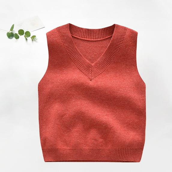 Pitauce Sweater Vest for Boys and Girls Winter Warm Soft Knit Sweater Vest V-Neck Solid Color Sleeveless Pullover Waistcoat, Gifts for Baby
