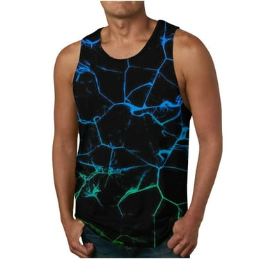 Pitauce Tank Tops Men Sleeveless Gym Workout Tops Summer Casual Loose Fit Crew Neck Muscle Shirt 3D Digital Print Grapghic Tees Big and Tall Shirt