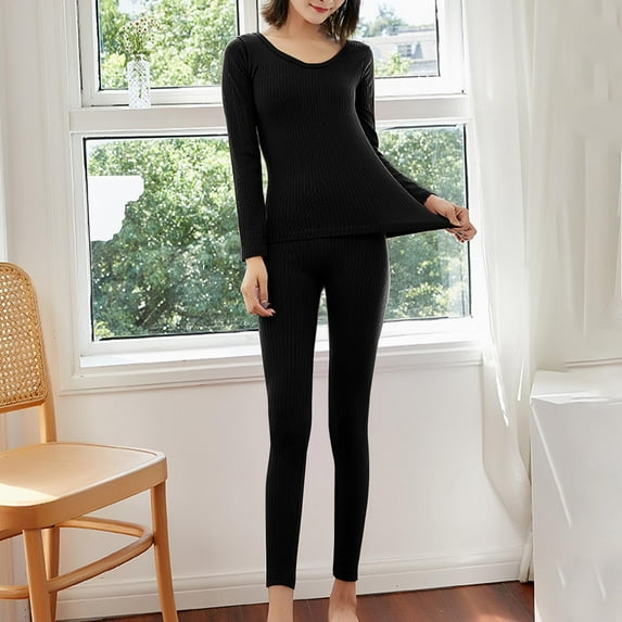 Clearance Clothes Pitauce Thin Thermal Underwear for Women, Long Johns for Women Thermal Sets Base Layer Womens Thermal Top and Bottom Set