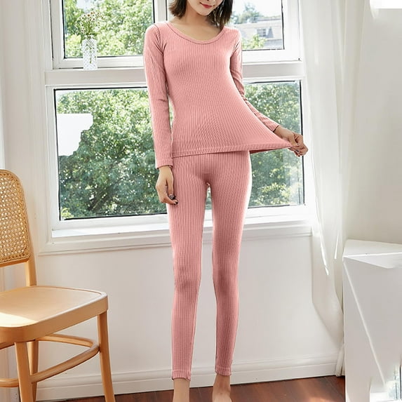 Clearance Clothes Pitauce Thin Thermal Underwear for Women, Long Johns for Women Thermal Sets Base Layer Womens Thermal Top and Bottom Set