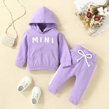 Pitauce Toddler Baby Boys Girls 2 Piece Outfits Cotton Sweatsuit Set Letter Printed Long Sleeve Hoodies with Pants Lounge Set with Pockets