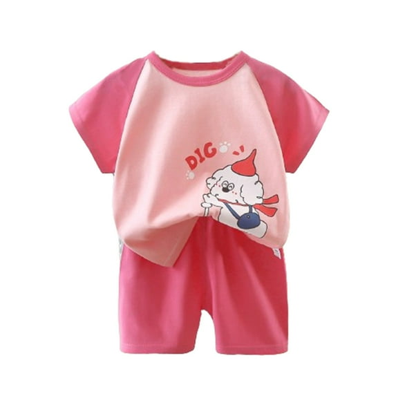 Pitauce Toddler Baby Boys Girls Cotton Clothes Cute Graphic Short Sleeve T-Shirts + Shorts 2 Piece Summer Outfits