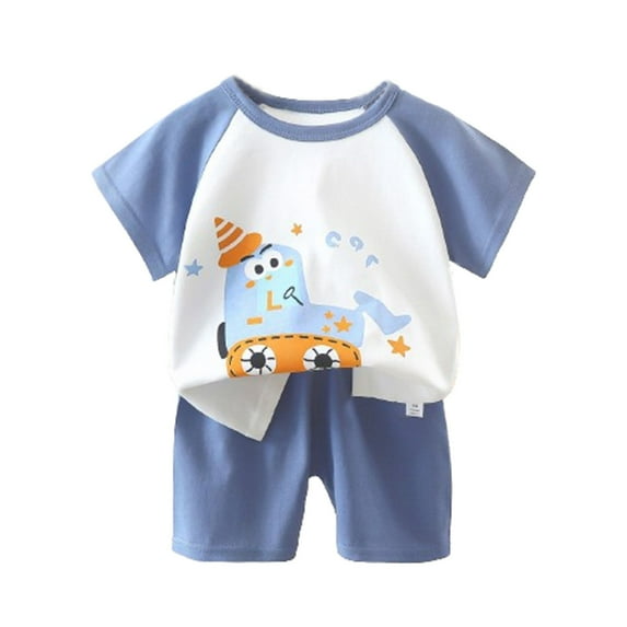 Pitauce Toddler Baby Boys Girls Cotton Clothes Cute Graphic Short Sleeve T-Shirts + Shorts 2 Piece Summer Outfits
